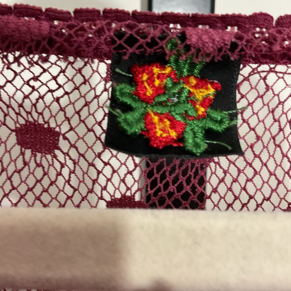 Poof Vintage Y2K Women's Pink Shirt Sheer Burgundy Polka Dot Top - Picture 8 of 12